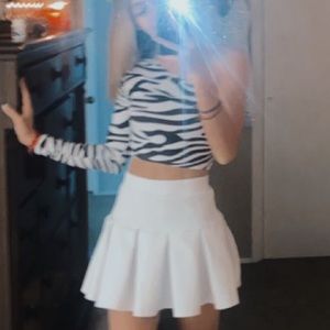 Zebra print one shoulder sleeve top